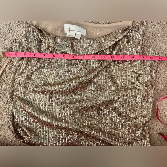 SOLD-Anthropologie Sequin Gold Party Crop Top XL - Picture 6 of 6